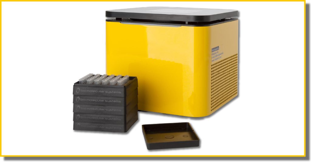 A yellow and black piece of medical diagnostic equipment with associated accessories