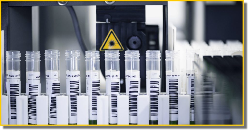 A row of labeled tubes arranged neatly, showcasing various contents for identification and organisation.
