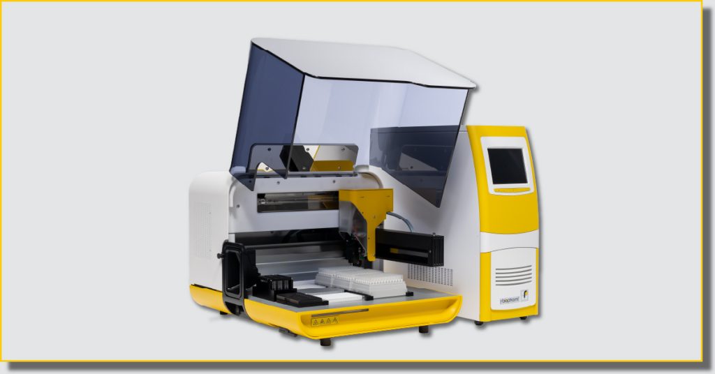 A yellow and white machine with a white cover, showcasing a sleek and modern design.