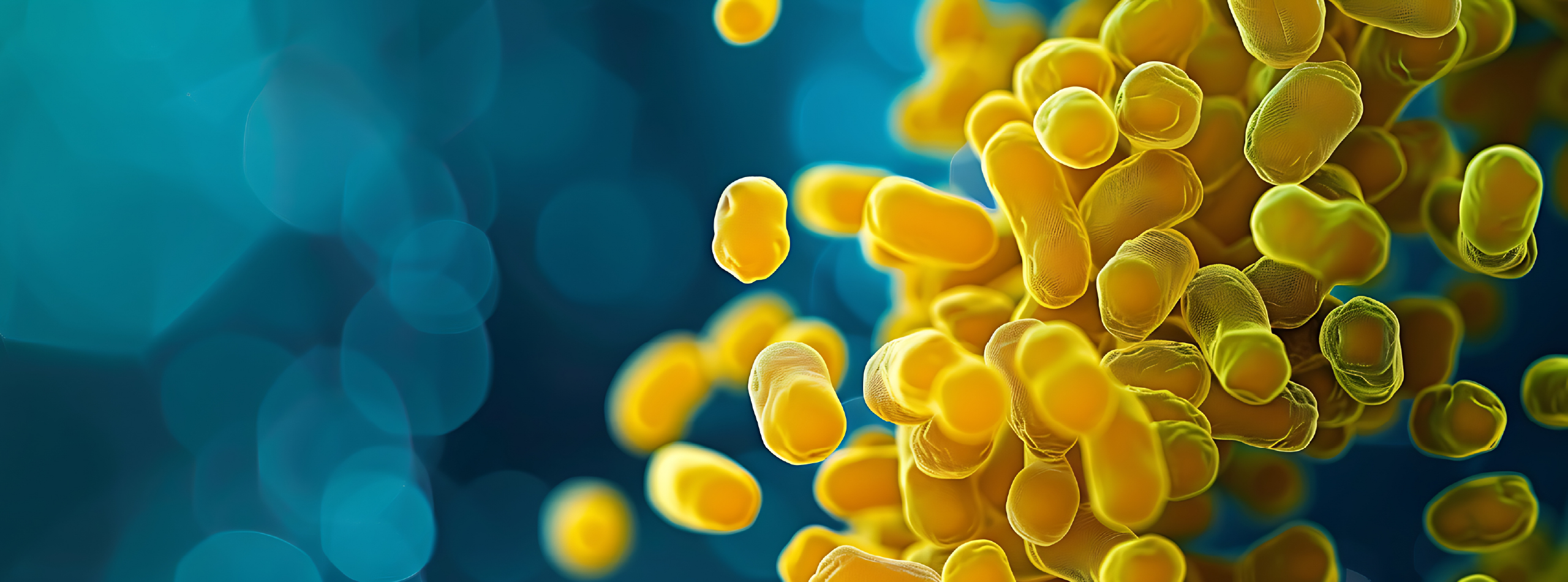 Close-up view of yellow cells, showcasing their distinct shapes and textures against a contrasting background.