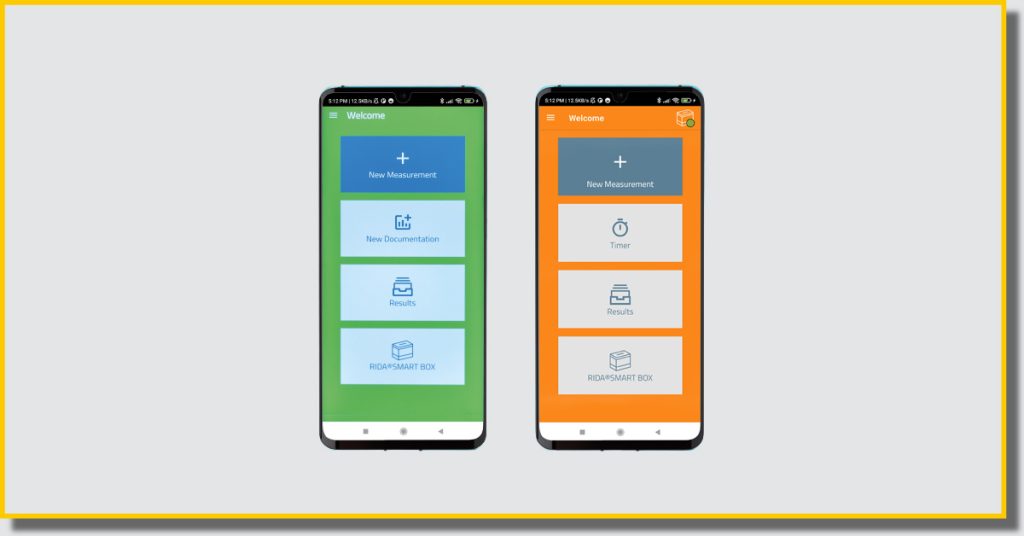  Two identical smartphones displayed side by side, showcasing different applications