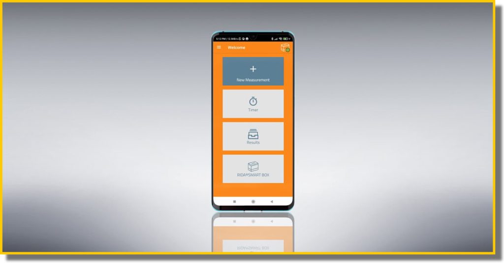 A smartphone displaying an open app interface on its screen, showcasing various features and options.