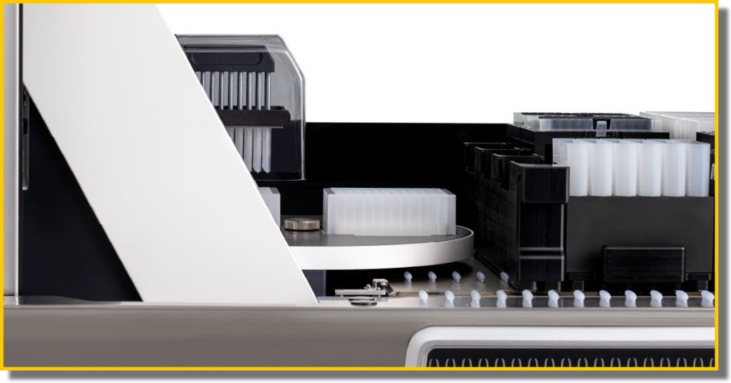 a complex piece of machinery shot from the side